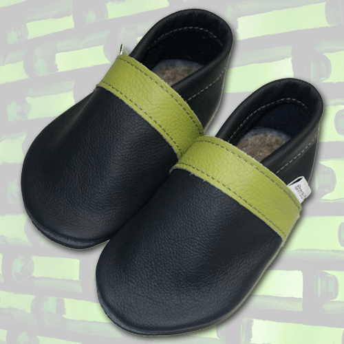 Krabbelschuhe Marine-Lemongrün-Marine