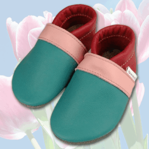 Krabbelschuhe Türkis-Rosa-Pink
