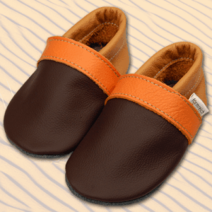 Krabbelschuhe Braun-Orange-Lehm