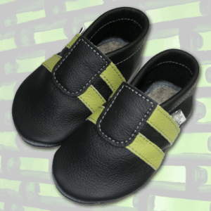 Krabbelschuhe "Sportis" Schwarz-Lemongrün