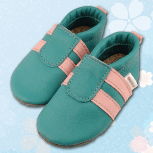 Lederpuschen Sportis Türkis-Rosa