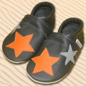 Krabbelschuhe Stern-Applikation Anthrazit