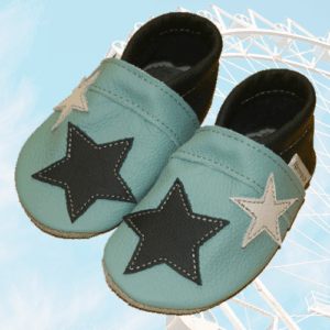 Krabbelschuhe Stern-Applikation Aqua