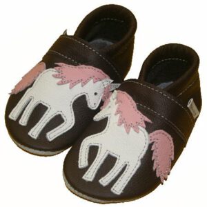 Krabbelschuhe Einhorn Braun
