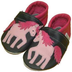 Krabbelschuhe Einhorn Marine-Pink