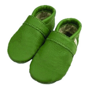 gefütterte Krabbelschuhe Warm-Up in Gras-Grün