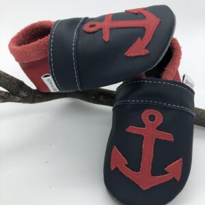 Krabbelschuhe Anker marine-rot