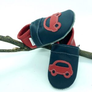 Krabbelschuhe Marine mit Auto