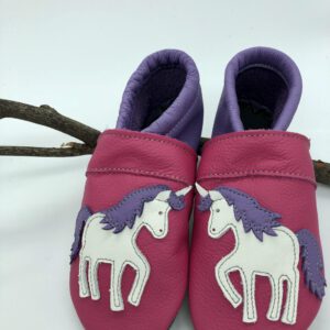 Krabbelschuhe Einhorn Pink-Violett