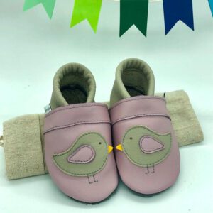 Krabbelschuhe Piepmatz altrosa - beige