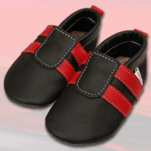 Lederpuschen Sportis Schwarz-Erdbeer