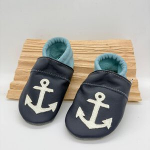 marine Krabbelschuhe mit Anker Applikation Gr. 24/25 SALE