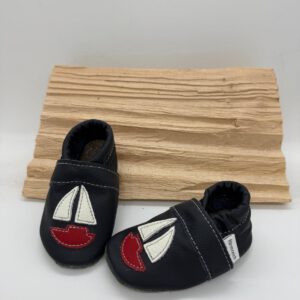 Marine Krabbelschuhe mit Segelboot Gr. 16/17 SALE